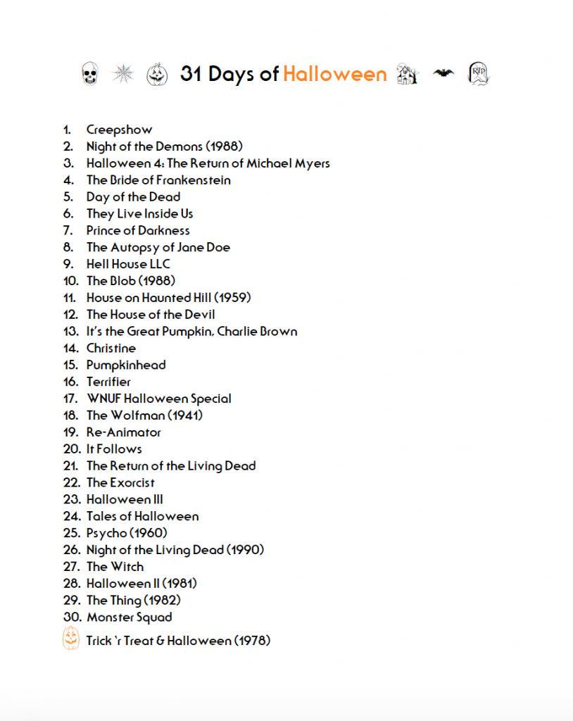 31 Days of Halloween - 2020 - Red River Horror